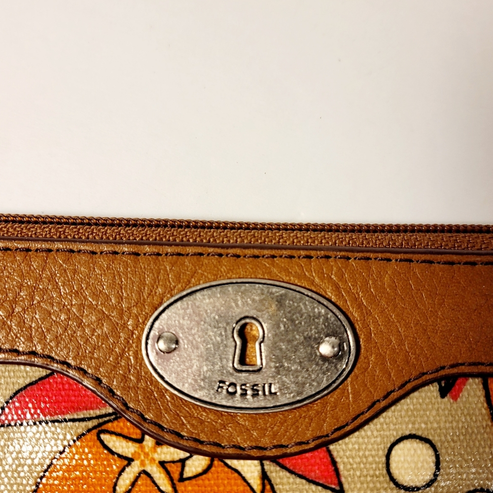 Fossil Key-Per Coated Canvas & Leather Wristlet - image 2